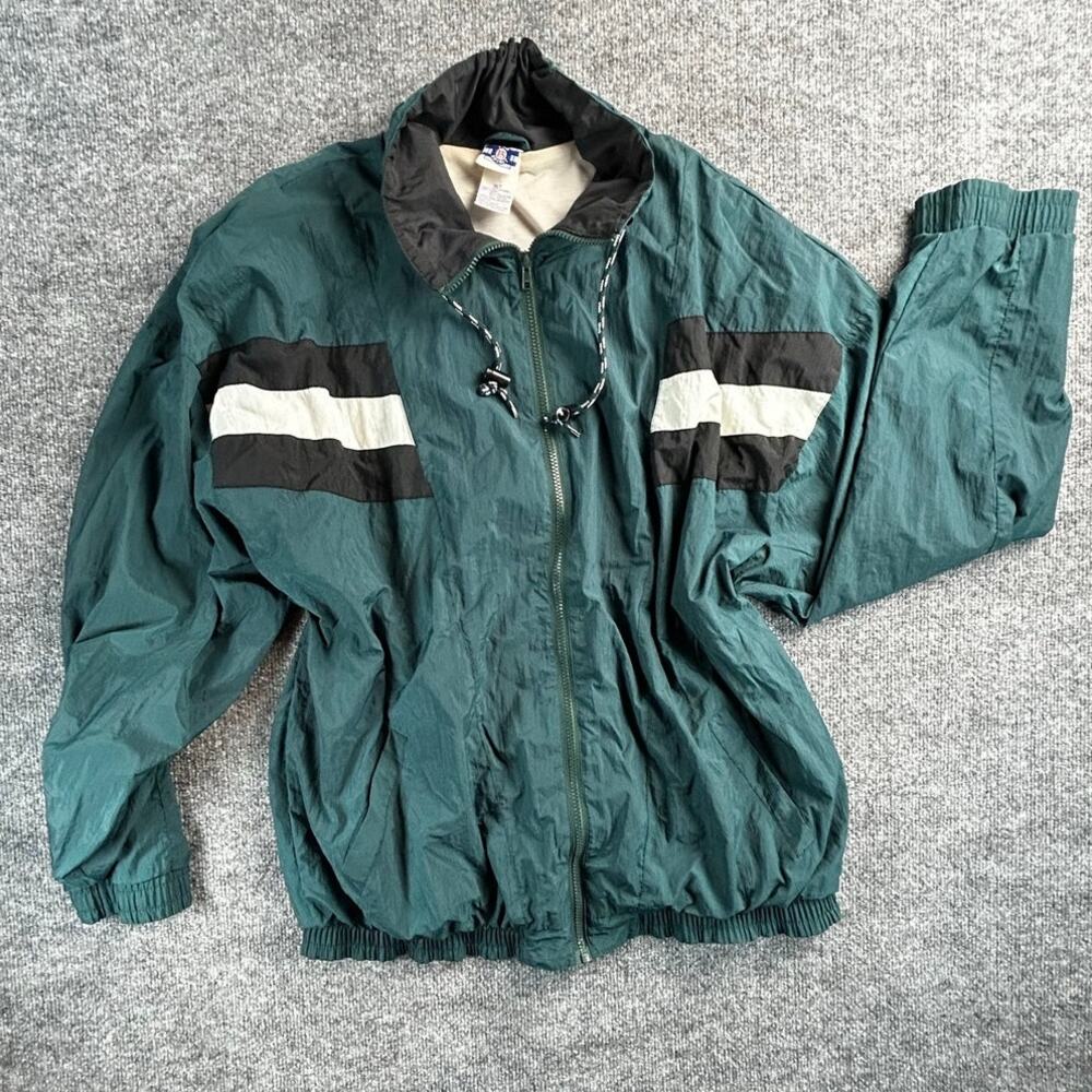 Vintage Pro Spirit Color Block Windbreaker Jacket Green Men's XLT 90s